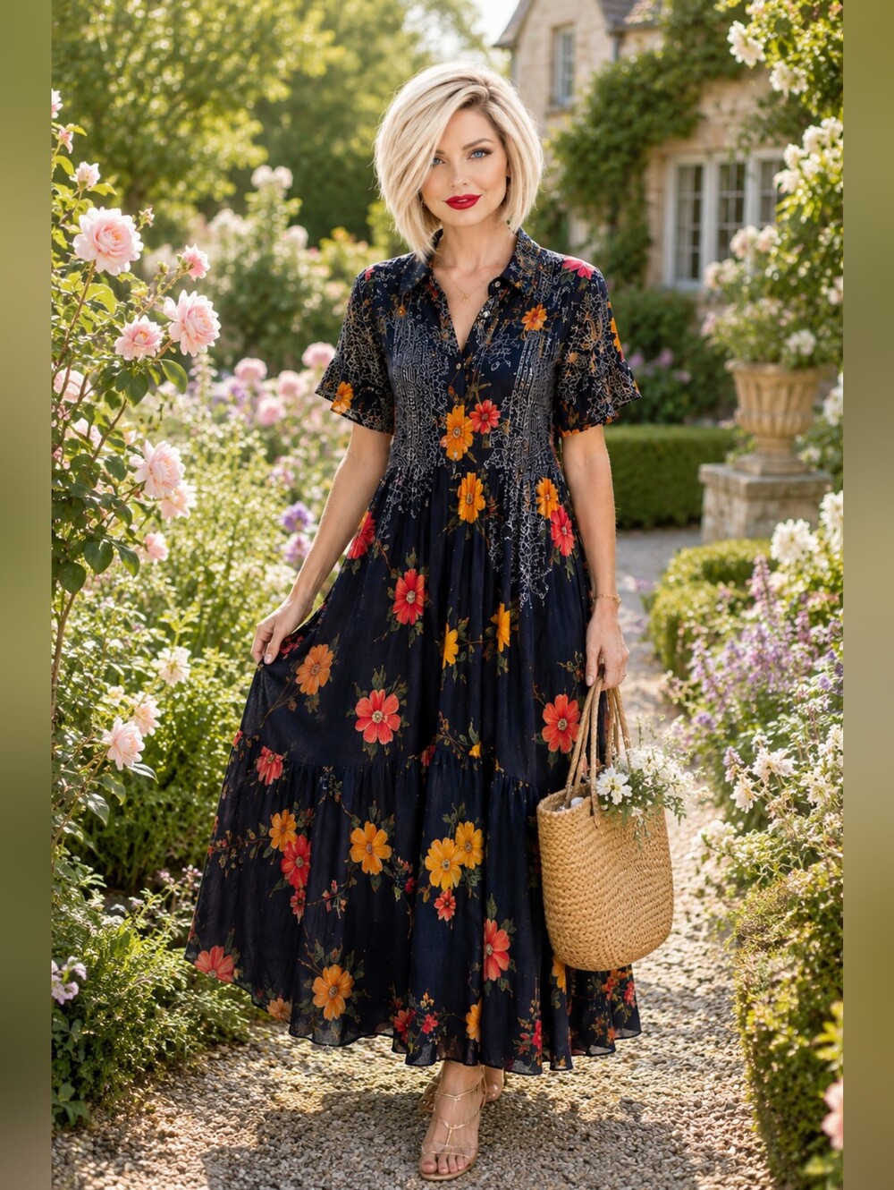 Anthropologie Floral Boho Midi Maxi Dress NWT XS Oversized Cottagecore Pockets